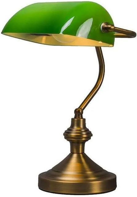 QAZQA Klassische Banker-Tischleuchte aus Bronze mit grünem Glas, dimmbar für Schreibtisch und Büro - Bild 1