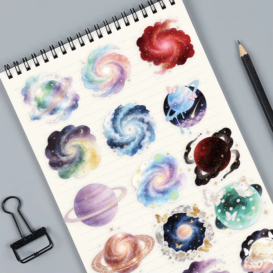 50 oder 100 Stück Cartoon Galaxie Sternenhimmel Aufkleber aus transparentem PET für DIY Schreibwaren und Gepäckdekoration in Multicolour - Bild 3