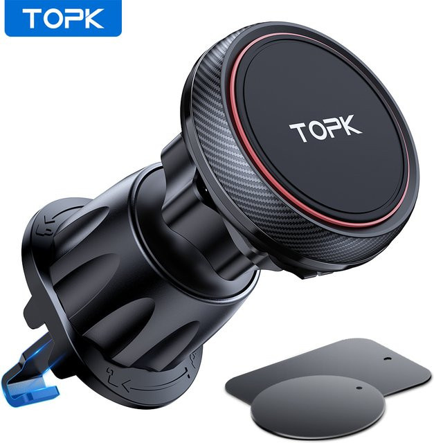 TOPK Magnetische Autotelefonhalterung für Lüftungsschlitze mit N52 Magnet, Schwarz, Universell für iPhone und Samsung - Bild 1
