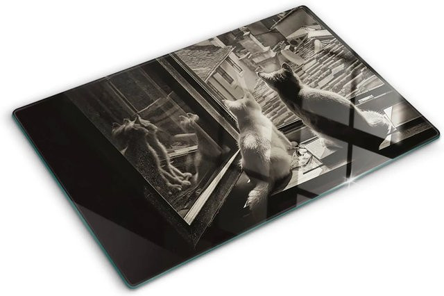Tulup Herdabdeckplatte aus Glas als Spritzschutz und Servierbrett, Grau/Mehrfarbig, B: 80 cm, T: 52 cm - Bild 1