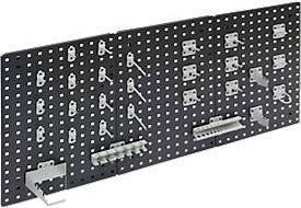 ADB Werkzeughalter Set, 28-teilig, für Lochwände mit 4-Kantlochung 10 x 10 mm und 38 mm Lochabstand, Stahl pulverbeschichtet, weißaluminium RAL 9006 - Bild 1