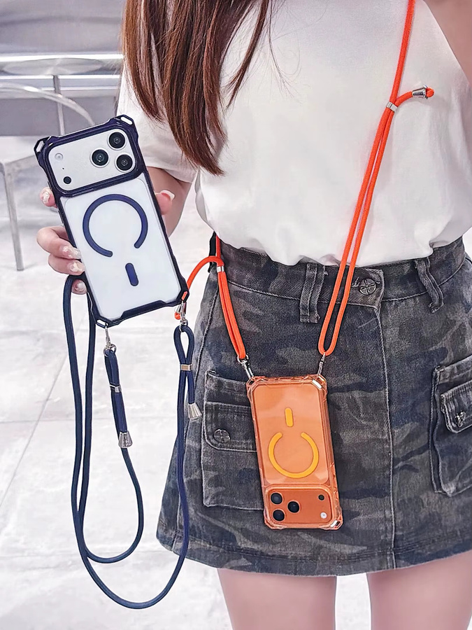 EHUIDE Transparente Magnetische Schutzhülle mit Trageriemen für iPhone 11 bis 17 Pro Max Plus Air Stoßfeste Crossbody-Hülle mit Kordel in Schwarz - Bild 4