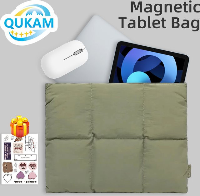 Qukam Magnet Puffy Tablet Tasche für 14/15/16 Zoll in Blau, Stoßfeste Notebook Hülle für iPad, Xiaomi und Samsung - Bild 1