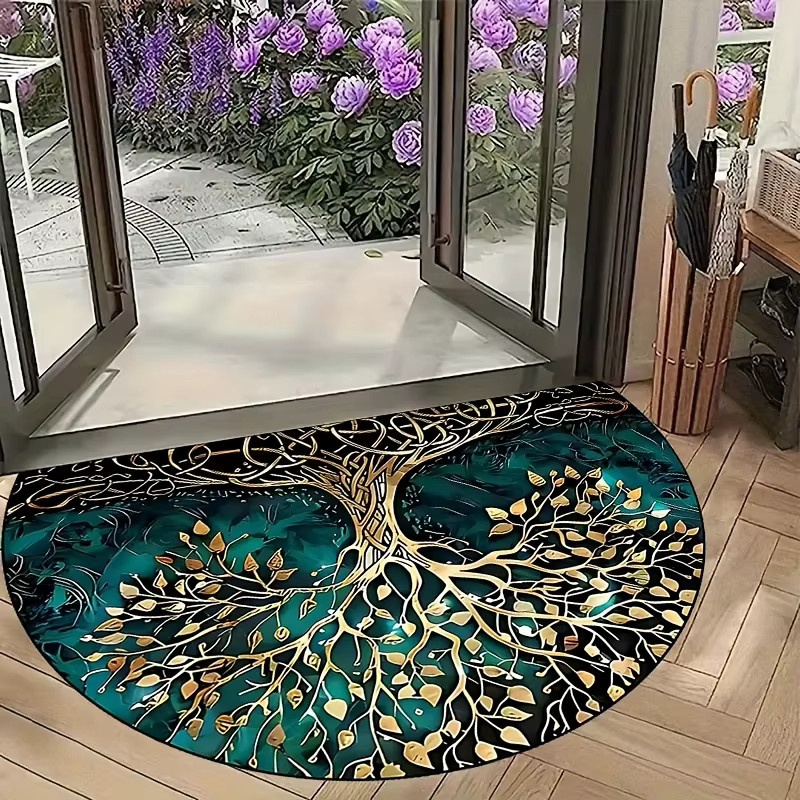 VIKAMA Life Tree Halbkreis-Willkommens-Fußmatte, rutschfester Teppich in Multicolour für Eingangsbereich, Wohnzimmer und Schlafzimmer, B/T: 60 x 40 cm - Bild 3