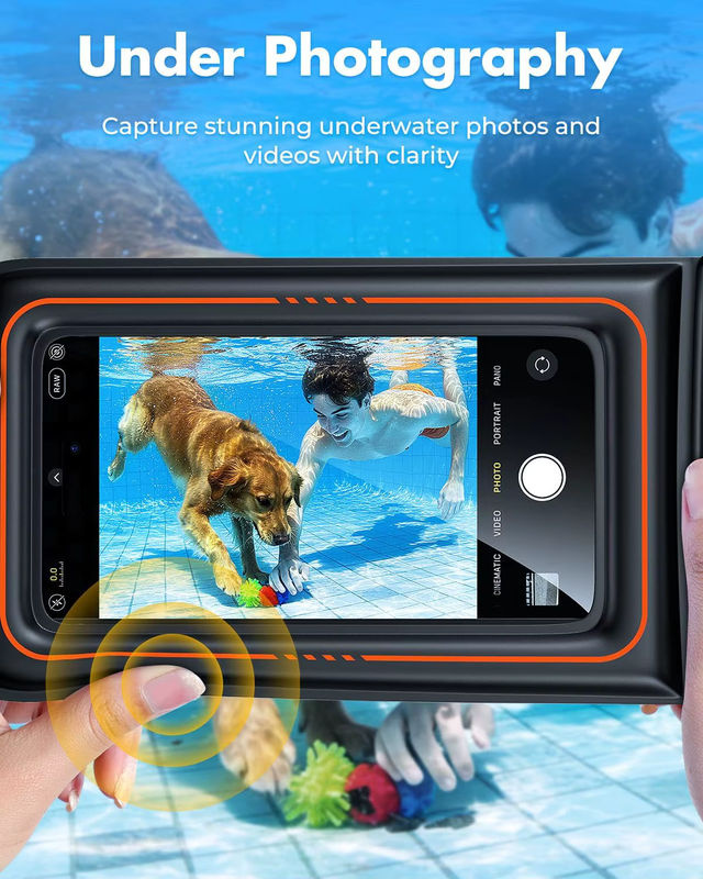 Wasserdichte schwimmende Handytasche von JoniSerl mit IPX8 Schutz für iPhone und Samsung in Schwarz und Gelb - Bild 5