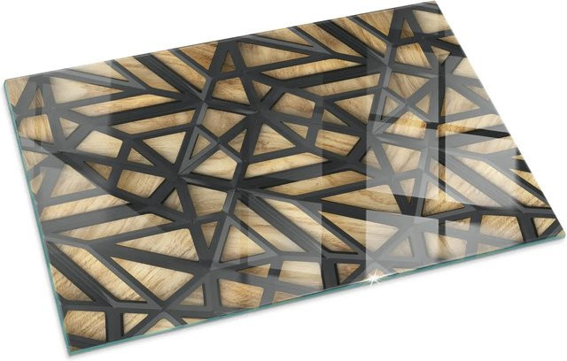 Tulup Glasplatte für Kamin Geometrie in Braun, B/T/H: 100 x 70 cm - Bild 1
