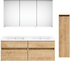 Get2You Badmöbel-Set twenty one, 5-teilig, modern, braun und weiß, mit Waschbecken und LED-Beleuchtung, B/H/T: 122 x 1,5 x 51 cm - Bild 1