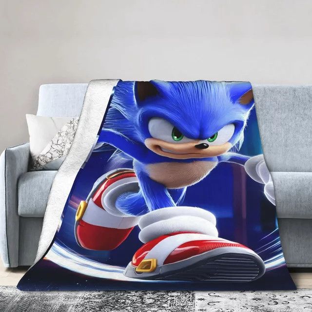 Sonices Hedgehog Weiche Flanell Kinder-Plüsch-Überwurfdecke als warme Tagesdecke für Couch und Bett - Bild 1