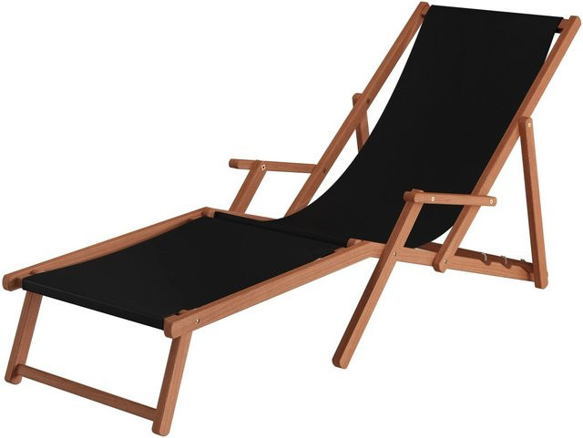Erst-Holz Liegestuhl XXL Sonnenliege aus Buche in Schwarz mit verstellbarer Kopfstütze und Armlehnen - Bild 1