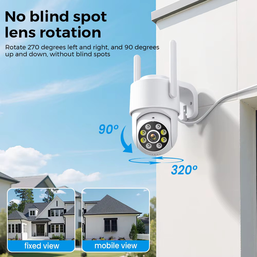 BESDER PTZ Outdoor Wifi Überwachungskamera mit 4MP Auflösung, Auto Tracking und menschlicher Erkennung, iCSee App, Weiß - Bild 2
