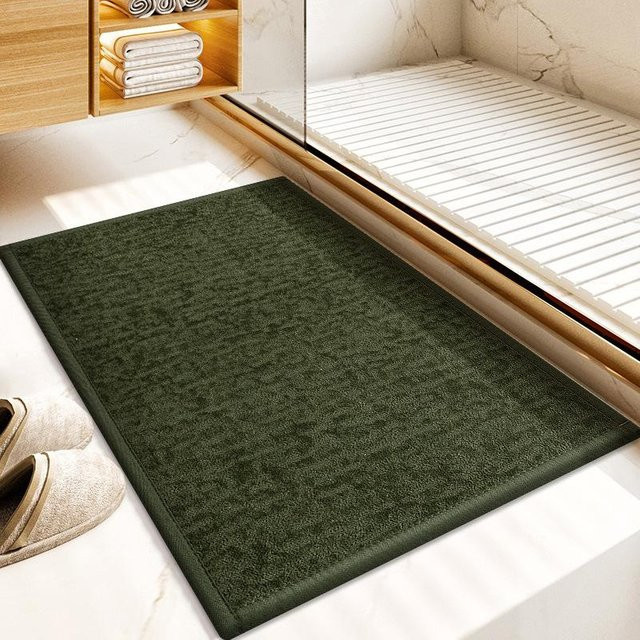 Rutschfeste Plüsch Fußmatte von Yiran Furniture mit Schneeflocken-Muster in Grün, B/T: 90 x 60 cm - Bild 1