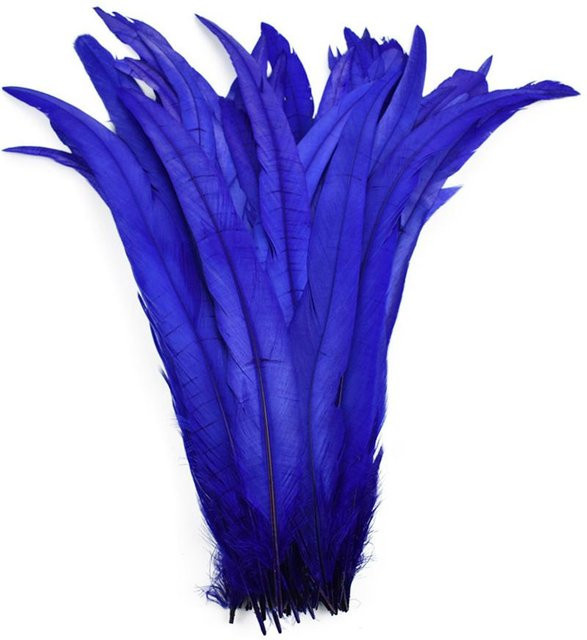 100 Stück Natur-Hahnenfedern in Saphirblau für Bastelarbeiten, DIY-Dekoration und Kopfschmuck, Länge: 25-40 cm - Bild 1