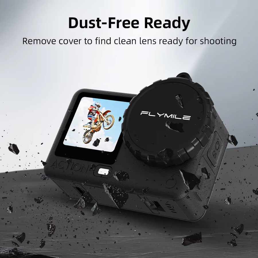 Flymile Silikon Objektivdeckel in Schwarz für DJI OSMO Action 6 als staubdichter Anti-Kratz-Schutz für deine Action Camera - Bild 5