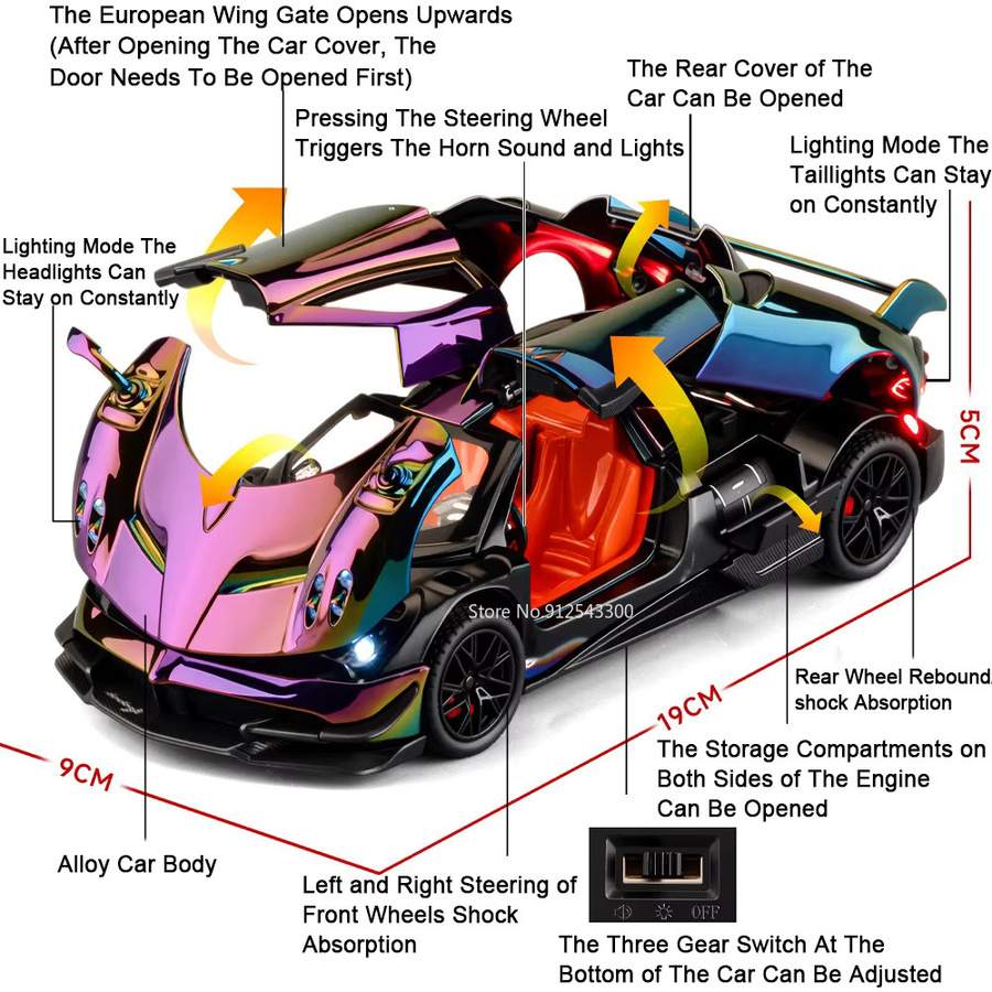 MAKEDA Pagani Huayra BC Zonda HP, Modellauto, Maßstab 1:24, Metall - Bild 1
