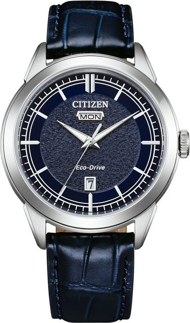 Citizen Armbanduhr, Solar, Edelstahl, Blau, Leder, 41 mm, Herren - Bild 1