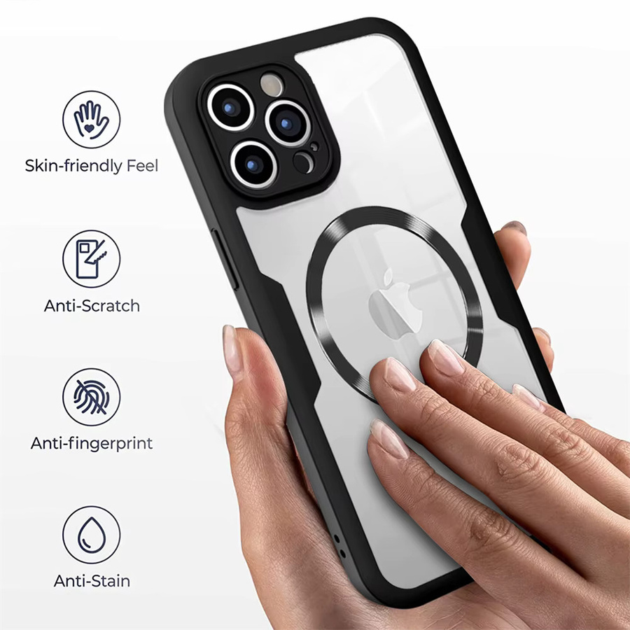 Vyimc Magnetische 360 Ganzkörper-Handyhülle für iPhone 16 15 14 13 12 11 Pro Max Plus, Transparent, Lila, MagSafe Kompatibel - Bild 2