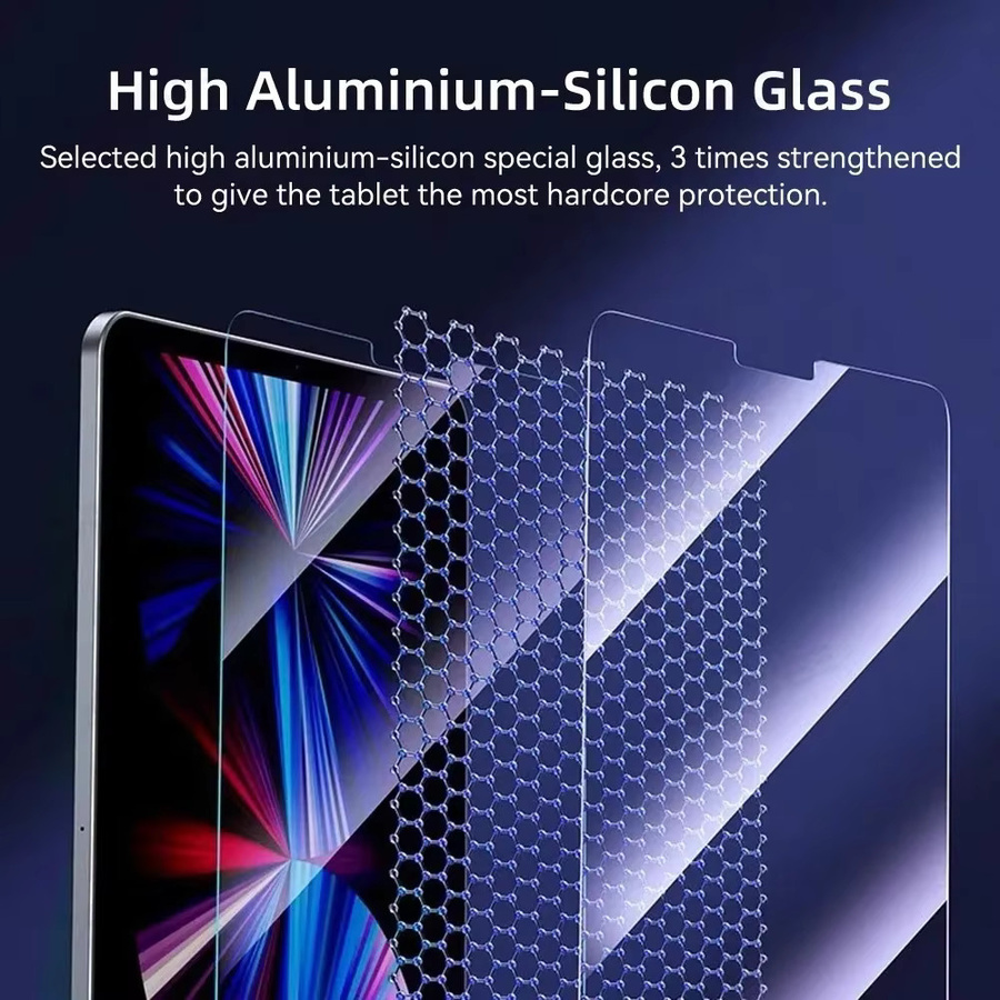 Displayschutzfolie aus gehärtetem Glas mit Auto-Ausrichtungs-Kit für Apple iPad Pro, Air und Mini in Transparent - Bild 2