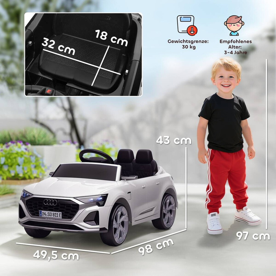 AIYAPLAY Kinder Elektroauto Audi Q8 e-tron Sportback-Design Weiß - Bild 4