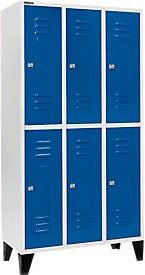 Schäfer Shop Select Kleiderspind mit 6 Abteilen, Zylinderschloss und Füßen, Farbe: Enzianblau - Bild 1