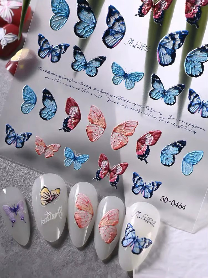 HotPress Nagelaufkleber, Schmetterling, blau, schimmernd, Damen - Bild 2