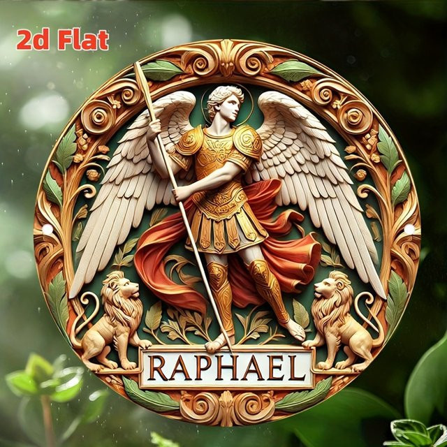 HELLOYOUNG 2D-Erzengel-Raphael-Statue Wanddekorationsschild in Multicolour, B/H: 20 x 20 cm - Bild 1