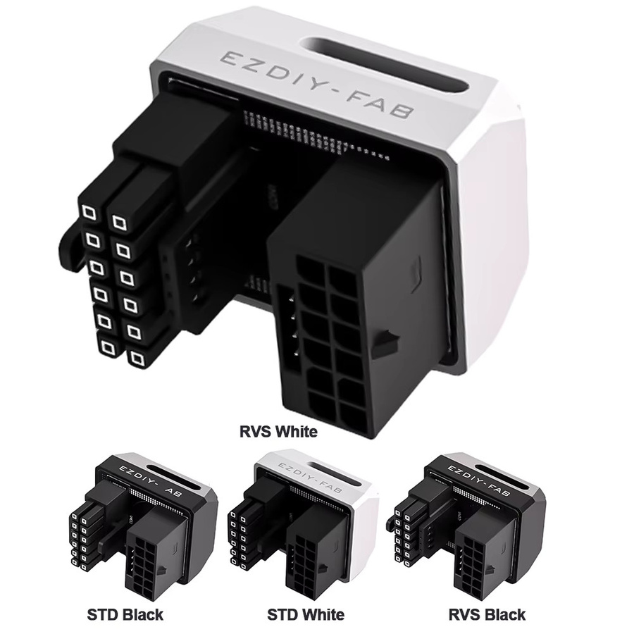 Abgewinkelter 12VHPWR Adapter 16-polig für GPU Stromversorgung in Weiß für RTX 3090ti und 4070ti - Bild 3