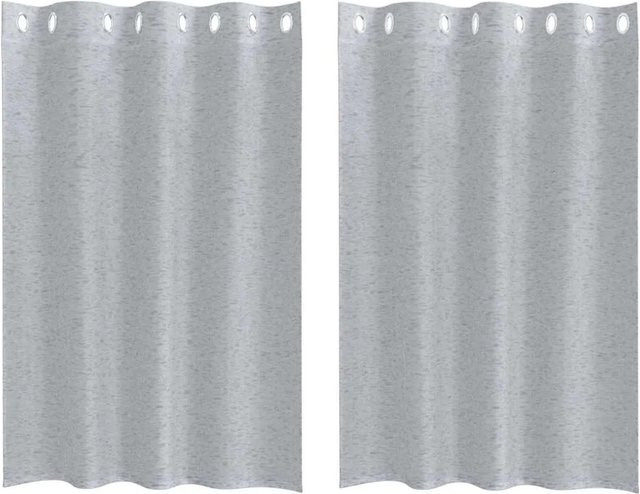 vidaXL Voile-Vorhang Set aus Polyester in Grau, 2 Stück, semi-transparent, Breite: 140 cm, Höhe: 140 cm - Bild 1