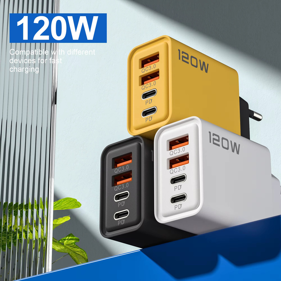 120W USB-C PD Schnellladegerät mit 4 Ports für iPhone, Samsung, Xiaomi und Huawei - Bild 2