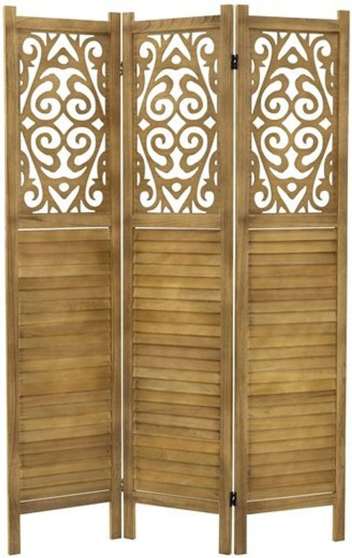 Ml-design Paravent Tokio 3-teilig aus Holz, Natur/Braun, H: 170 cm, B: 121 cm, faltbarer Raumteiler als Sichtschutz - Bild 1