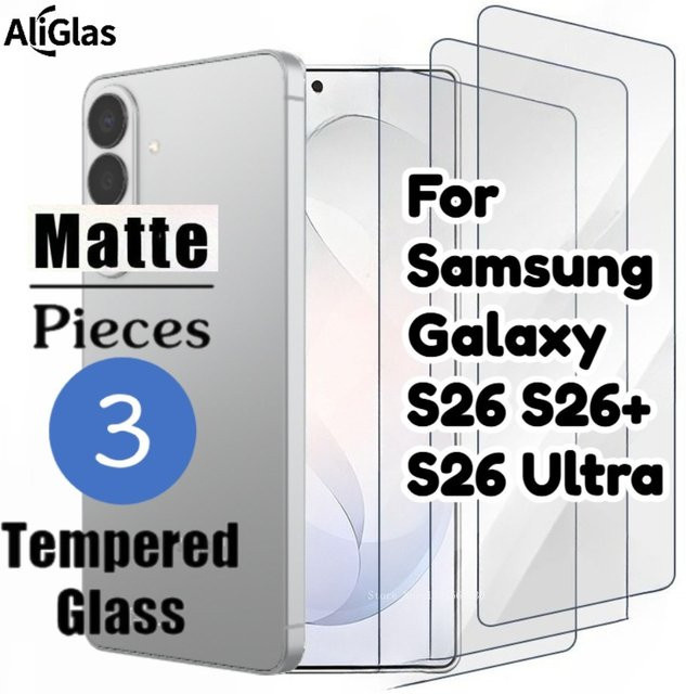 ERIKOLE 3er-Pack matte Schutzfolien aus gehärtetem Glas für Samsung Galaxy S26, S26 Ultra und S26+ Serie, transparent - Bild 1