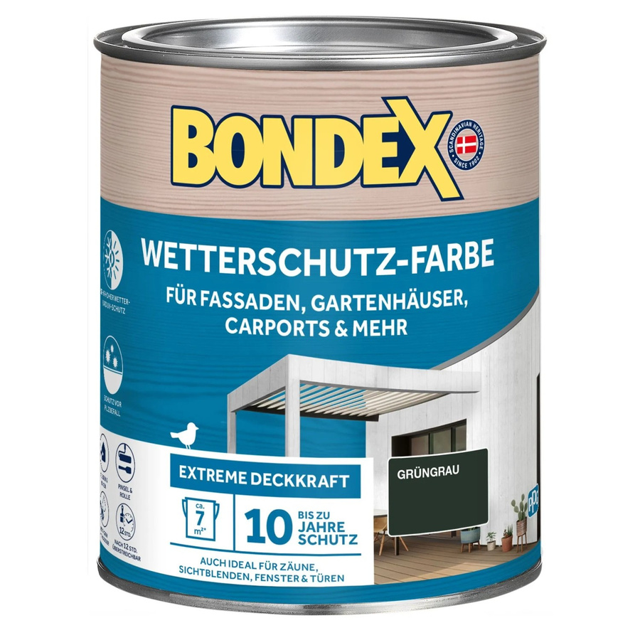 Bondex Wetterschutzfarbe für Holz in Grüngrau, 0,75 l - Bild 2