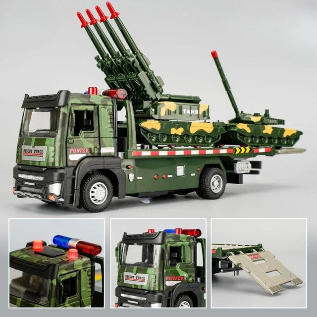 Linyi toy car Typ Ztz-99 Panzer Transport, Modell Spielzeugauto, 1:32, Metall, mit Licht und Sound, ab 14 Jahren - Bild 1