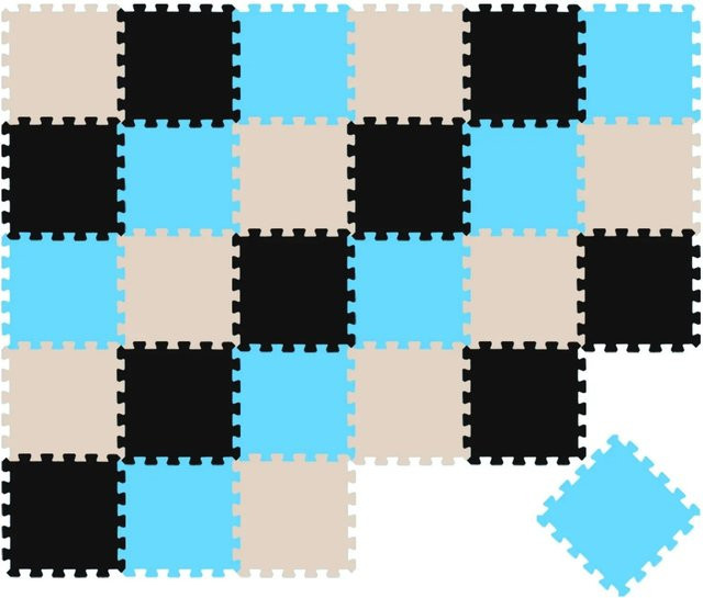 LittleTom Baby & Kinder Puzzlematte aus Schaumstoff, 27 Teile, Schwarz Beige Hellblau, B/T: 30 x 30 cm - Bild 1