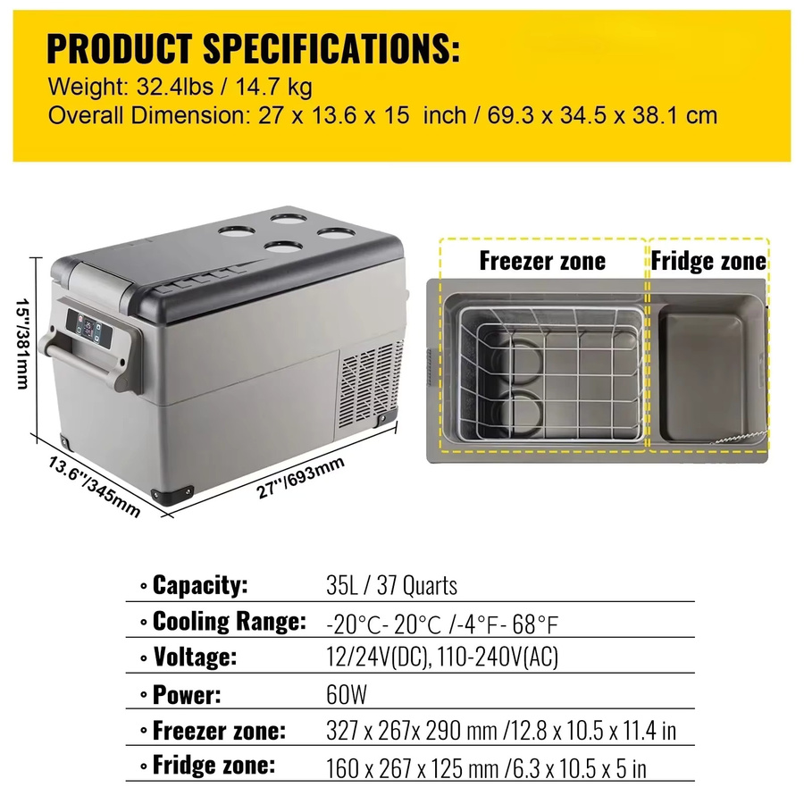 SIHAO Autokühlschrank Kompressor-Kühlbox in Grau für Camping und Reisen mit 15L bis 55L Volumen - Bild 7