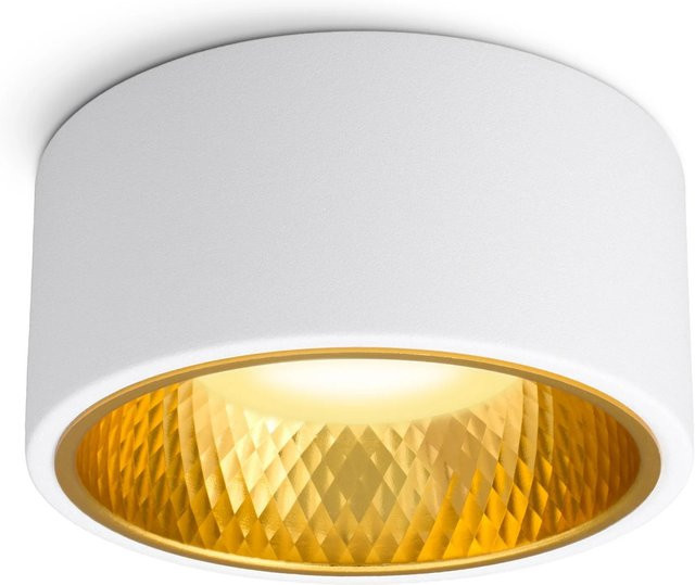 SSC-LUXon OLINO LED Deckenlampe Rund in Weiß mit wechselbarer Front in Gold oder Silber für GX53 Fassung - Bild 1
