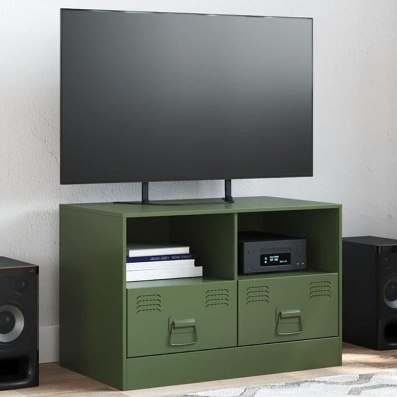 Vidaxl TV-Schrank aus Stahl in Olivgrün im Industrial-Design B/T/H: 67 x 39 x 44 cm - Bild 1