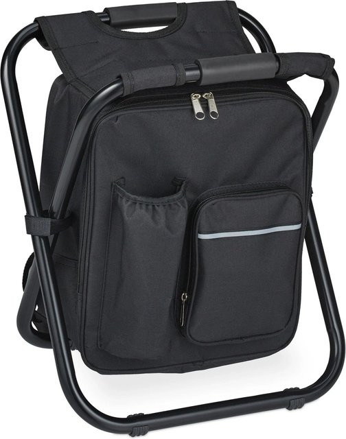 Relaxdays Campinghocker klappbar aus Eisen und Polyester in Schwarz mit Tasche B: 42 cm, T: 35 cm, H: 29 cm - Bild 1