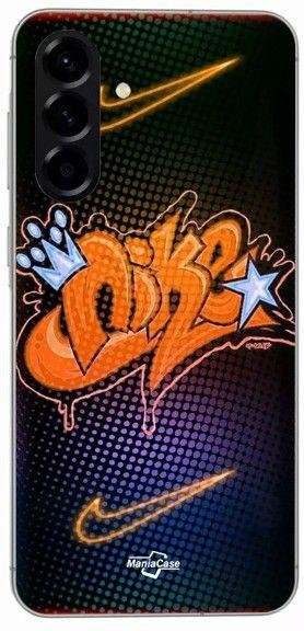 Maniacase Silikon Schutzhülle für Samsung Galaxy A26 in Orange Schwarz mit Nike Just Do It Design - Bild 1