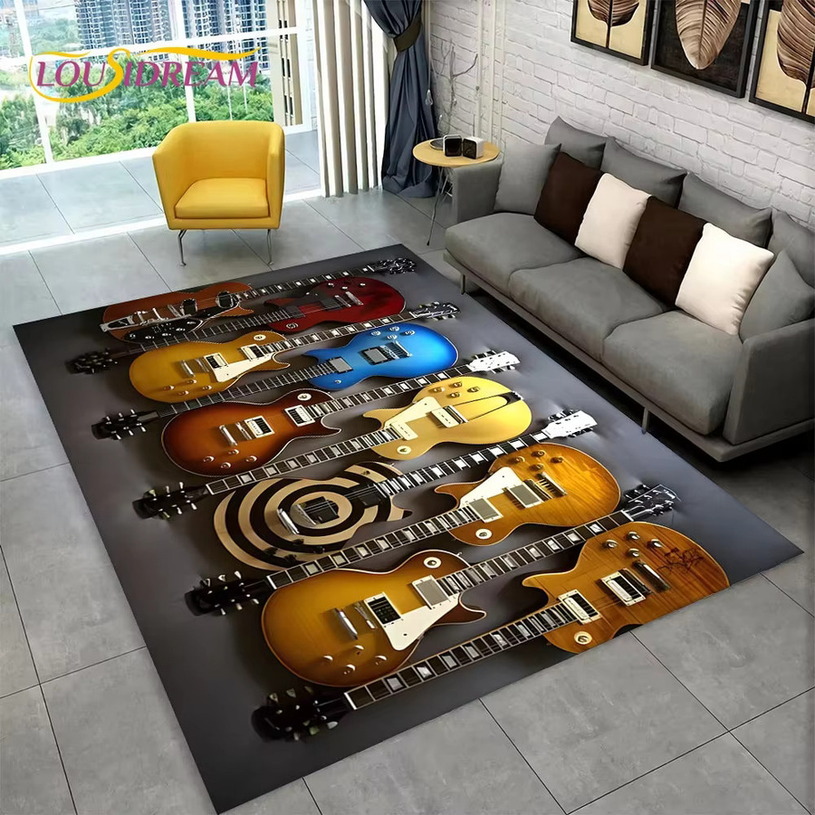 VIKAMA Elektrische Gitarre Teppich Weiche Bodenmatte für Wohnzimmer und Schlafzimmer - Bild 4