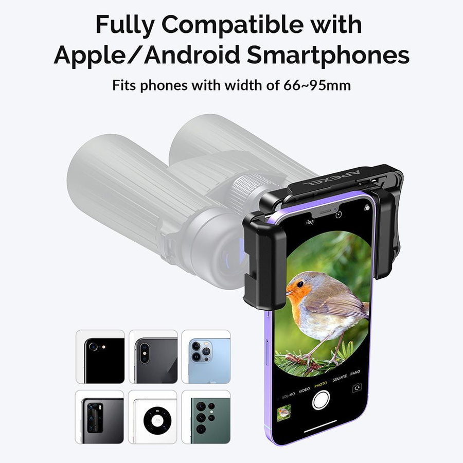 APEXEL Universal-Teleskop-Telefonadapter für Monokulare, Ferngläser und Mikroskope, Schwarz - Bild 5