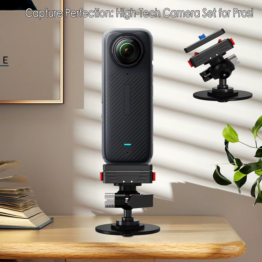 FEICHAO Selbstklebende Auto-Saugnapfbasis mit magnetischem Kugelkopf in Schwarz, aufladbare Kamerahalterung für Insta360 Go 3 3S und AcePro2 X6 X5 X4 GO Ultra - Bild 3
