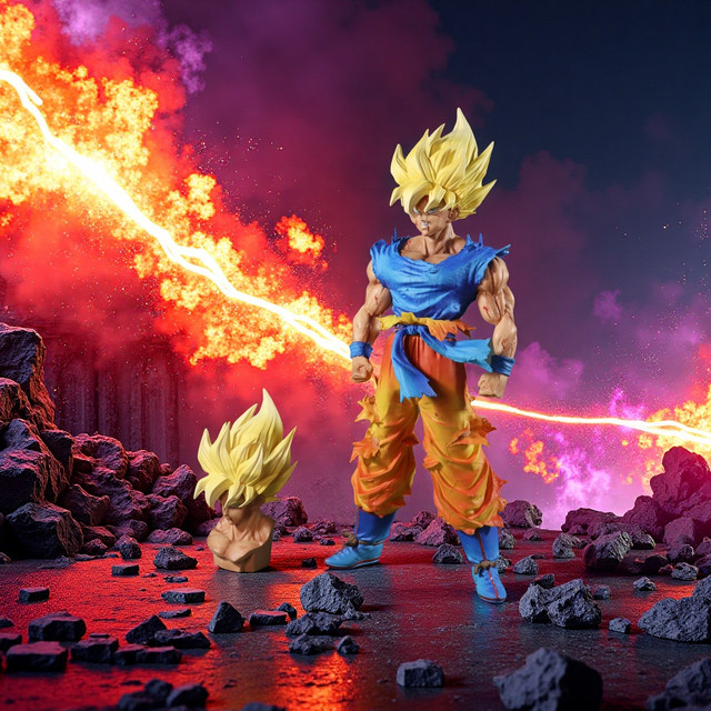 Bandai Dragon Ball Z Goku Anime-Figur, 27 cm, mit austauschbarem Kopf - Bild 1