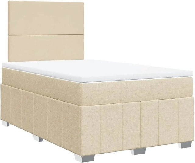 vidaXL Boxspringbett mit Matratze in Creme, Hybridbett mit Taschenfederkern und USB-Ladeport, B/T: 120 x 200 cm - Bild 1