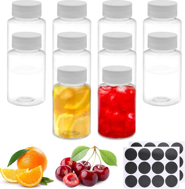 Leeseph 10 Stück Mini-Plastikflaschen mit Etiketten, transparente nachfüllbare Flaschen mit Schraubverschluss, 150 ml - Bild 1
