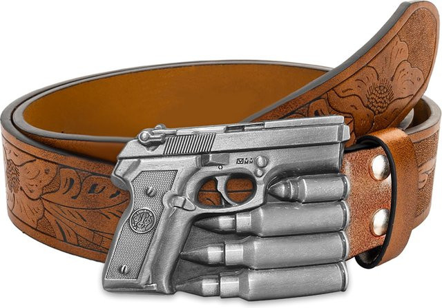 Mttzo Gürtel, Unisex, Pistolen-Bullet-Stil, Kuhkopf-Muster - Bild 1