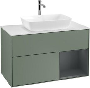 V&B Waschtischunterschrank Finion 100 in Weiß lackiert mit Regal, Breite: 100 cm, Höhe: 50,1 cm, Tiefe: 50,1 cm - Bild 1