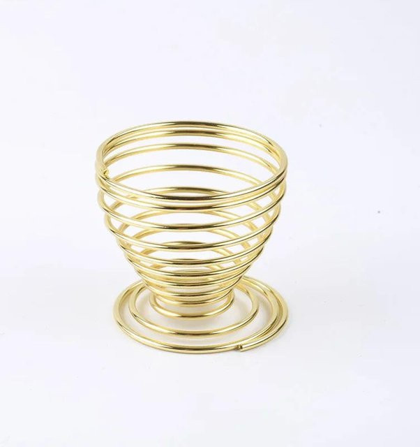 4er Set Edelstahl Eierbecher in Feder-Design, Gold, Eierhalter aus Federdraht zur Aufbewahrung gekochter Eier - Bild 1