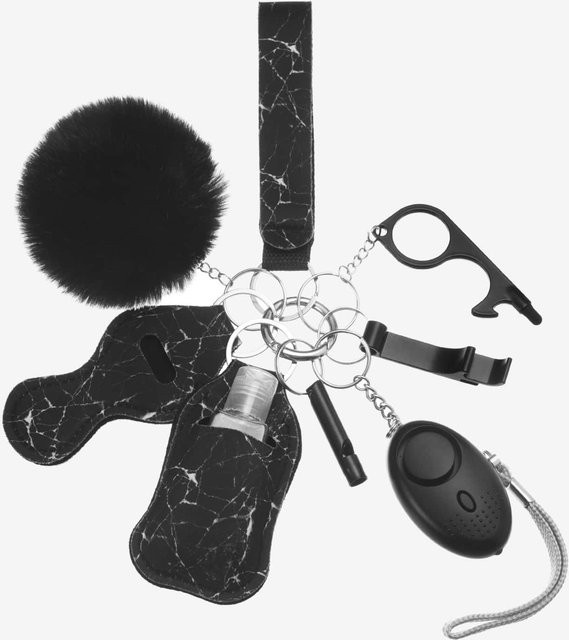 9-teiliges Set mit Alarm-Schlüsselanhänger und Handschlaufe, Schwarz, Unisex - Bild 1