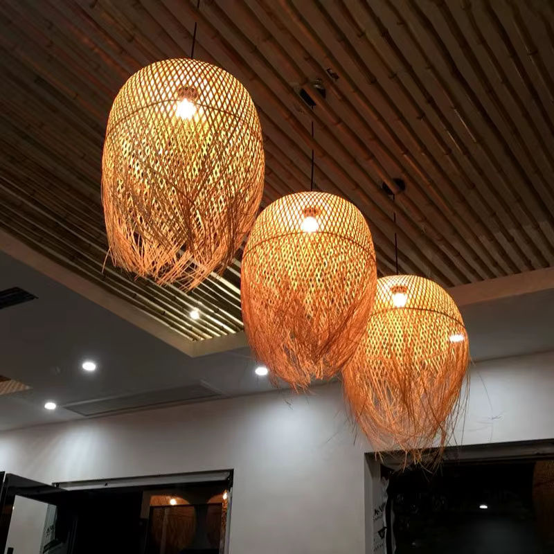 Ynhaw Bambus Kronleuchter Handgewebte Designer Lampe im Südostasiatischen Stil für Teezimmer, Restaurant und Hotel - Bild 3