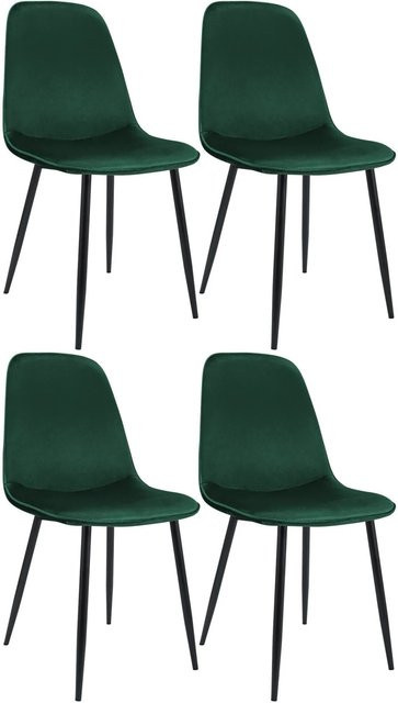 4er Set Esszimmerstühle DELUKE RAZON aus Samt in Grün, B/T/H: 45 x 54 x 88 cm - Bild 1
